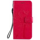 For LG K51 Tree & Cat Embossed Pattern Horizontal Flip Leather Case with Holder & Card Slots & Wallet & Lanyard(Rose Red) - 2