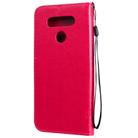 For LG K51 Tree & Cat Embossed Pattern Horizontal Flip Leather Case with Holder & Card Slots & Wallet & Lanyard(Rose Red) - 3