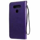 For LG K51 Tree & Cat Embossed Pattern Horizontal Flip Leather Case with Holder & Card Slots & Wallet & Lanyard(Purple) - 3