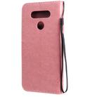 For LG K51 Tree & Cat Embossed Pattern Horizontal Flip Leather Case with Holder & Card Slots & Wallet & Lanyard(Pink) - 2
