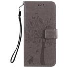 For LG K51 Tree & Cat Embossed Pattern Horizontal Flip Leather Case with Holder & Card Slots & Wallet & Lanyard(Gray) - 2