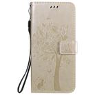 For LG K51 Tree & Cat Embossed Pattern Horizontal Flip Leather Case with Holder & Card Slots & Wallet & Lanyard(Gold) - 2