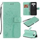 For LG K61 Tree & Cat Embossed Pattern Horizontal Flip Leather Case with Holder & Card Slots & Wallet & Lanyard(Green) - 1