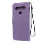 For LG K61 Tree & Cat Embossed Pattern Horizontal Flip Leather Case with Holder & Card Slots & Wallet & Lanyard(Light Purple) - 3