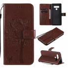 For LG K61 Tree & Cat Embossed Pattern Horizontal Flip Leather Case with Holder & Card Slots & Wallet & Lanyard(Coffee) - 1