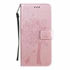 For LG K61 Tree & Cat Embossed Pattern Horizontal Flip Leather Case with Holder & Card Slots & Wallet & Lanyard(Rose Gold) - 2