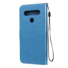 For LG K61 Tree & Cat Embossed Pattern Horizontal Flip Leather Case with Holder & Card Slots & Wallet & Lanyard(Blue) - 2