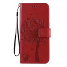 For LG K61 Tree & Cat Embossed Pattern Horizontal Flip Leather Case with Holder & Card Slots & Wallet & Lanyard(Red) - 2