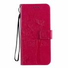 For LG K61 Tree & Cat Embossed Pattern Horizontal Flip Leather Case with Holder & Card Slots & Wallet & Lanyard(Rose Red) - 2