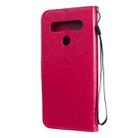 For LG K61 Tree & Cat Embossed Pattern Horizontal Flip Leather Case with Holder & Card Slots & Wallet & Lanyard(Rose Red) - 3