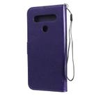 For LG K61 Tree & Cat Embossed Pattern Horizontal Flip Leather Case with Holder & Card Slots & Wallet & Lanyard(Purple) - 3