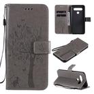 For LG K61 Tree & Cat Embossed Pattern Horizontal Flip Leather Case with Holder & Card Slots & Wallet & Lanyard(Gray) - 1