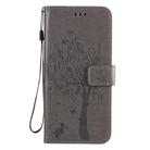 For LG K61 Tree & Cat Embossed Pattern Horizontal Flip Leather Case with Holder & Card Slots & Wallet & Lanyard(Gray) - 2