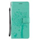For LG Stylo 6 Tree & Cat Embossed Pattern Horizontal Flip Leather Case with Holder & Card Slots & Wallet & Lanyard(Green) - 2