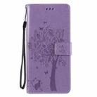 For LG Stylo 6 Tree & Cat Embossed Pattern Horizontal Flip Leather Case with Holder & Card Slots & Wallet & Lanyard(Light Purple) - 2