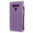 For LG Stylo 6 Tree & Cat Embossed Pattern Horizontal Flip Leather Case with Holder & Card Slots & Wallet & Lanyard(Light Purple) - 3