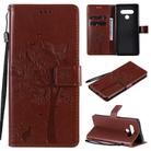 For LG Stylo 6 Tree & Cat Embossed Pattern Horizontal Flip Leather Case with Holder & Card Slots & Wallet & Lanyard(Coffee) - 1