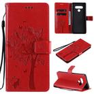 For LG Stylo 6 Tree & Cat Embossed Pattern Horizontal Flip Leather Case with Holder & Card Slots & Wallet & Lanyard(Red) - 1