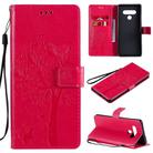 For LG Stylo 6 Tree & Cat Embossed Pattern Horizontal Flip Leather Case with Holder & Card Slots & Wallet & Lanyard(Rose Red) - 1