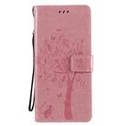 For LG Stylo 6 Tree & Cat Embossed Pattern Horizontal Flip Leather Case with Holder & Card Slots & Wallet & Lanyard(Pink) - 2