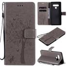 For LG Stylo 6 Tree & Cat Embossed Pattern Horizontal Flip Leather Case with Holder & Card Slots & Wallet & Lanyard(Gray) - 1