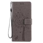 For LG Stylo 6 Tree & Cat Embossed Pattern Horizontal Flip Leather Case with Holder & Card Slots & Wallet & Lanyard(Gray) - 2