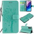 For Huawei Enjoy Z 5G Tree & Cat Embossed Pattern Horizontal Flip Leather Case with Holder & Card Slots & Wallet & Lanyard(Green) - 1