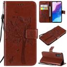 For Huawei Enjoy Z 5G Tree & Cat Embossed Pattern Horizontal Flip Leather Case with Holder & Card Slots & Wallet & Lanyard(Coffee) - 1