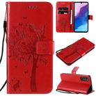 For Huawei Enjoy Z 5G Tree & Cat Embossed Pattern Horizontal Flip Leather Case with Holder & Card Slots & Wallet & Lanyard(Red) - 1