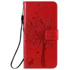 For Huawei Enjoy Z 5G Tree & Cat Embossed Pattern Horizontal Flip Leather Case with Holder & Card Slots & Wallet & Lanyard(Red) - 2