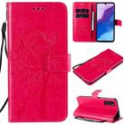 For Huawei Enjoy Z 5G Tree & Cat Embossed Pattern Horizontal Flip Leather Case with Holder & Card Slots & Wallet & Lanyard(Rose Red) - 1