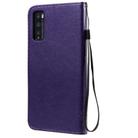 For Huawei Enjoy Z 5G Tree & Cat Embossed Pattern Horizontal Flip Leather Case with Holder & Card Slots & Wallet & Lanyard(Purple) - 3