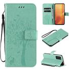 For Huawei Honor X10 5G Tree & Cat Embossed Pattern Horizontal Flip Leather Case with Holder & Card Slots & Wallet & Lanyard(Green) - 1