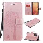 For Huawei Honor X10 5G Tree & Cat Embossed Pattern Horizontal Flip Leather Case with Holder & Card Slots & Wallet & Lanyard(Rose Gold) - 1