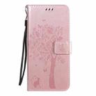 For Huawei Honor X10 5G Tree & Cat Embossed Pattern Horizontal Flip Leather Case with Holder & Card Slots & Wallet & Lanyard(Rose Gold) - 1