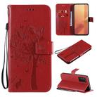For Huawei Honor X10 5G Tree & Cat Embossed Pattern Horizontal Flip Leather Case with Holder & Card Slots & Wallet & Lanyard(Red) - 1
