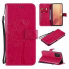 For Huawei Honor X10 5G Tree & Cat Embossed Pattern Horizontal Flip Leather Case with Holder & Card Slots & Wallet & Lanyard(Rose Red) - 1