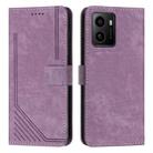 For HMD Pulse Pro Skin Feel Stripe Pattern Leather Phone Case with Long Lanyard(Purple) - 1