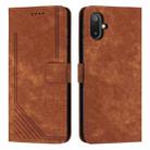 For Samsung Galaxy F06 5G / M06 5G Skin Feel Stripe Pattern Leather Phone Case with Long Lanyard(Brown) - 1