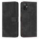 For Samsung Galaxy F06 5G / M06 5G Skin Feel Stripe Pattern Leather Phone Case with Long Lanyard(Black) - 1