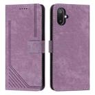 For Samsung Galaxy F06 5G / M06 5G Skin Feel Stripe Pattern Leather Phone Case with Long Lanyard(Purple) - 1