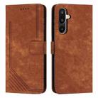 For Samsung Galaxy F16 5G / M16 5G Skin Feel Stripe Pattern Leather Phone Case with Long Lanyard(Brown) - 1