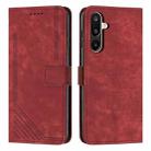 For Samsung Galaxy F16 5G / M16 5G Skin Feel Stripe Pattern Leather Phone Case with Long Lanyard(Red) - 1
