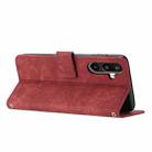For Samsung Galaxy F16 5G / M16 5G Skin Feel Stripe Pattern Leather Phone Case with Long Lanyard(Red) - 3