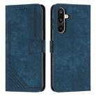 For Samsung Galaxy F16 5G / M16 5G Skin Feel Stripe Pattern Leather Phone Case with Long Lanyard(Blue) - 1