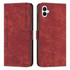 For Samsung Galaxy A06 4G Skin Feel Stripe Pattern Leather Phone Case with Long Lanyard(Red) - 1