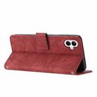 For Samsung Galaxy A06 4G Skin Feel Stripe Pattern Leather Phone Case with Long Lanyard(Red) - 3