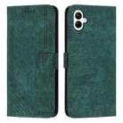 For Samsung Galaxy A06 4G Skin Feel Stripe Pattern Leather Phone Case with Long Lanyard(Green) - 1