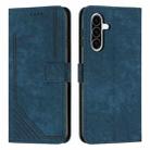 For Samsung Galaxy A36 5G Skin Feel Stripe Pattern Leather Phone Case with Long Lanyard(Blue) - 1