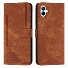 For Samsung Galaxy A07 4G Skin Feel Stripe Pattern Leather Phone Case with Lanyard(Brown) - 1